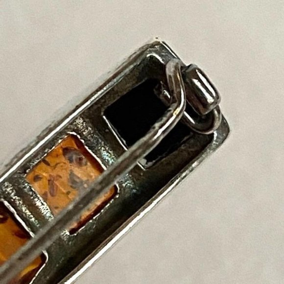 VTG Sterling Baltic Amber Multicolored Bar Brooch - Picture 7 of 15